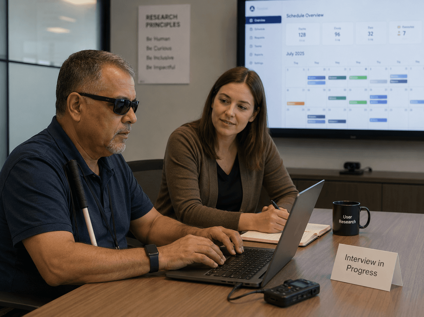 Moderated accessibility testing session with a participant using assistive technology